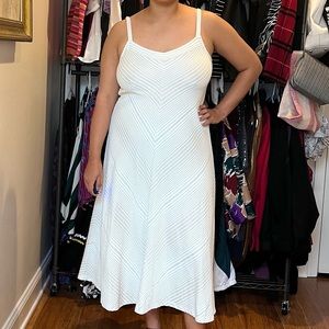 White and Beige Stripped Dress